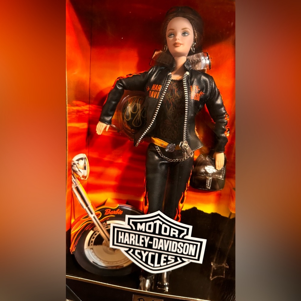 Vintage Harley-Davidson Barbie Doll with Leather Flame Pants and Jacket